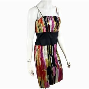 Suzi Chin NEW Silk Cocktail Dress Crepe Crinkle Fitted Convertible Multicolor